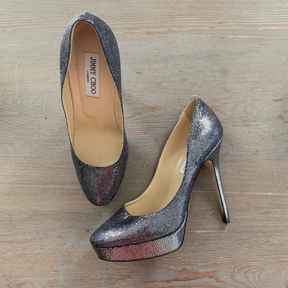 Jimmy Choo Shoes - Jimmy Choo 39 Glitter Sparkle Platform Pumps Heels